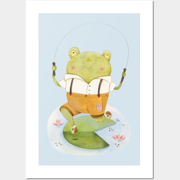 Rope Skipping Frog Wall Art by judithloske